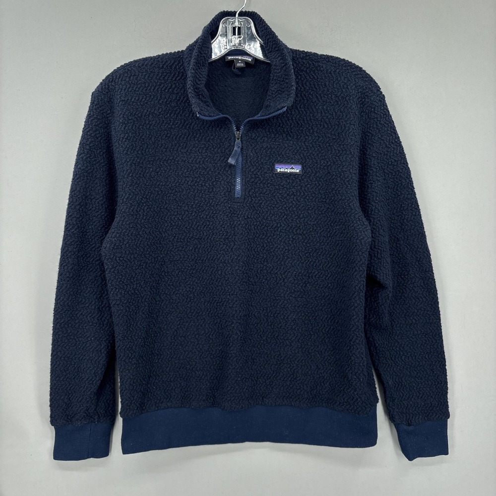 Patagonia Sweater Mens Medium Navy Blue Woolie Fleece 1/4 Zip Pullover Jacket‎ - Picture 2 of 11